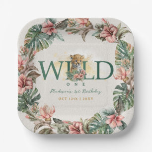 Wild One Animal Guepard Baby Boy 1e verjaardag Papieren Bordje