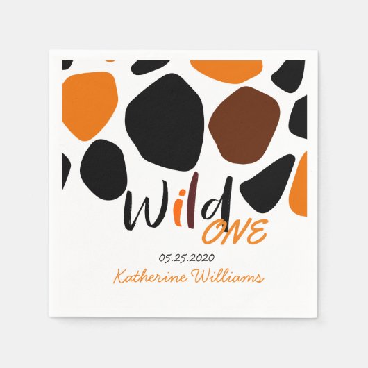 Wild One Animal Pattern Birthday Paper Napkin Servet (Voorkant)