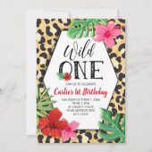 Wild One Animal Print First Birthday Uitnodiging (Voorkant)