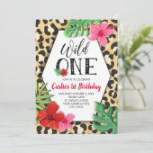 Wild One Animal Print First Birthday Uitnodiging (Staand voorkant)