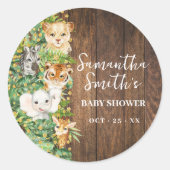 Wild One Animal Rustic Safari Gold Baby shower Ronde Sticker (Voorkant)