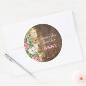 Wild One Animal Rustic Safari Pink Baby Shower Ronde Sticker (Envelop)