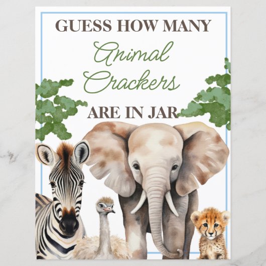 Wild One Animal Safari Animal Cracker Sign (Voorkant)