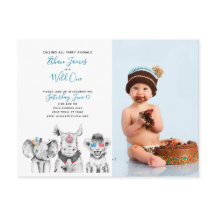 Wild One Animal Safari Baby Boy 1e Verjaardag Foto