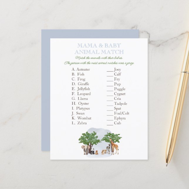 Wild One Animal Safari Dierenwedstrijd spel (Voorkant / Achterkant in situ)