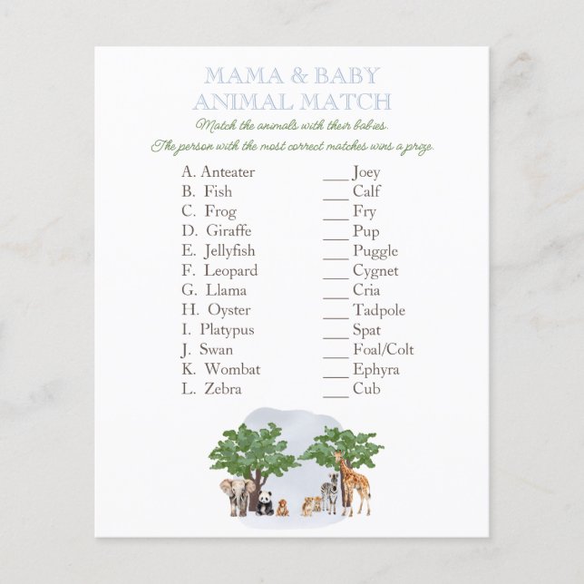 Wild One Animal Safari Dierenwedstrijd spel (Voorkant)