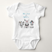 Wild One Animal Safari Zwart Wit Blauw Verjaardag Romper (Voorkant)
