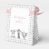 Wild One Animal Safari Zwart Wit Roze Verjaardag Bedankdoosjes (Achterkant)