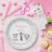 Wild One Animal Safari Zwart Wit Roze Verjaardag Papieren Bordje (Feest)