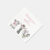 Wild One Animal Safari Zwart Wit Roze Verjaardag Servet (Hoek)