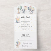 Wild One Animals 1st. verjaardagsfeestje All In One Uitnodiging (Binnen)