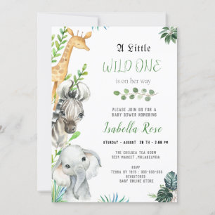 Wild One Animals Boy Baby shower Kaart
