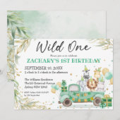 Wild One Animals Greenery Gold Safari 1 zaterdag Kaart (Voorkant / Achterkant)