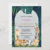 Wild One Animals Oerwoud Palm Leaves 1st Kaart (Voorkant)