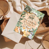 Wild One Animals Woodland 1e verjaardag uitnodigin Kaart