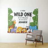 "Wild One Arrival" gepersonaliseerd Safari Baby sh Wandkleed (In Situ (horizontaal))