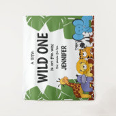 "Wild One Arrival" gepersonaliseerd Safari Baby sh Wandkleed (Voorkant)