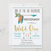Wild One Arrow 1st Birthday Invitation for Boy Kaart (Voorkant)