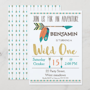 Wild One Arrow 1st Birthday Invitation for Boy Kaart