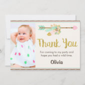 Wild One Arrow Tribal 1e verjaardag Bedankkaart (Voorkant)