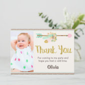 Wild One Arrow Tribal 1e verjaardag Bedankkaart (Staand voorkant)