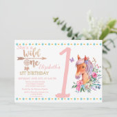 Wild One, Arrows, Pony Flowers Verjaardagsuitnodig Kaart (Staand voorkant)
