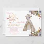 Wild One, Arrows, Tent, Flowers, Boho Birthday Kaart (Voorkant)