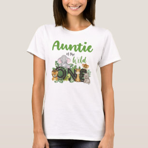 Wild One Auntie Oerwoud Safari Birthday T-shirt