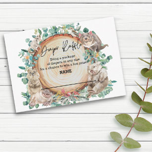 Wild One Australian Animal Cute Diaper Raffle Informatiekaartje