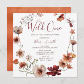 Wild One Autumn Boho Wildblobloemen Birthday Party Kaart (Voorkant / Achterkant)