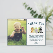 Wild One Baby 1st Birthday Oerwoud Animals Foto Bedankkaart (Staand voorkant)