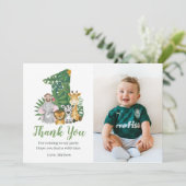 Wild One Baby 1st Birthday Oerwoud Safari Bedankkaart (Staand voorkant)