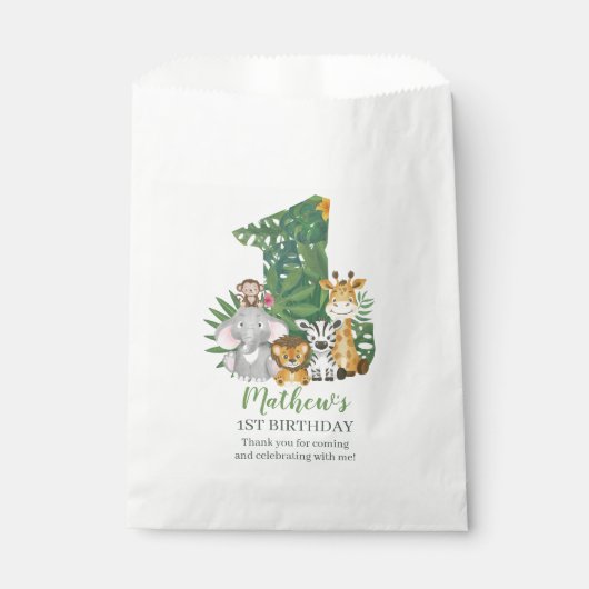 Wild One Baby 1st Birthday Oerwoud Safari Bedankzakje (Voorkant)