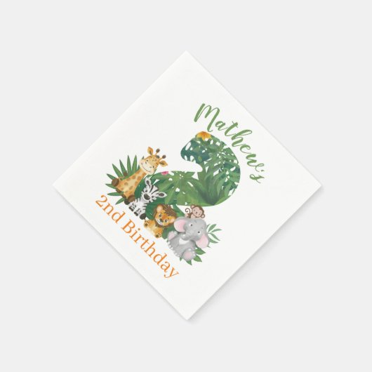 Wild One Baby 1st Birthday Oerwoud Safari Napkins Servet (Hoek)