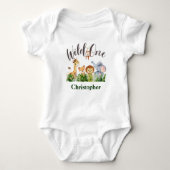 Wild One Baby Animals Babies 1e verjaardag Gift Romper (Voorkant)