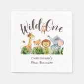 Wild One Baby Animals Oerwoud Safari 1ste verjaard Servet (Voorkant)