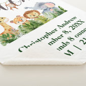 Wild One Baby Animals Oerwoud Safari Birth Stats Sherpa Deken (3/4)