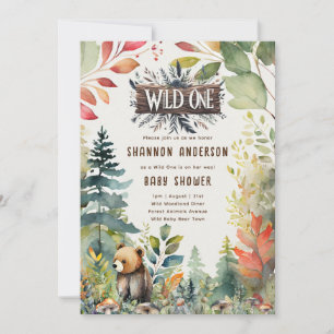 Wild One Baby Beer Woodland Animals Rustiek Kaart