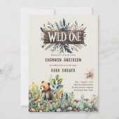 Wild One Baby Beer Woodland Animals Rustiek Kaart (Voorkant)
