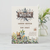 Wild One Baby Beer Woodland Animals Rustiek Kaart (Staand voorkant)