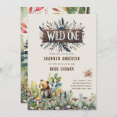 Wild One Baby Beer Woodland Animals Rustiek Kaart (Voorkant / Achterkant)
