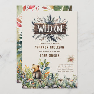 Wild One Baby Beer Woodland Animals Rustiek Kaart
