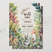 Wild One Baby Bunny Woodland Dieren Rustiek Kaart (Voorkant / Achterkant)