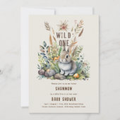 Wild One Baby Bunny Woodland Dieren Rustiek Kaart (Voorkant)