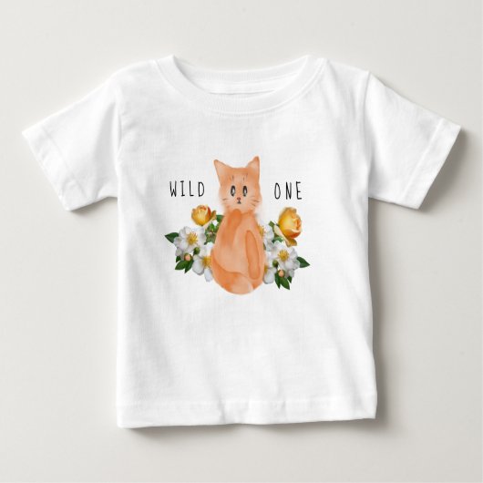 Wild One - Baby Cat and Flowers 1st Birthday (Voorkant)