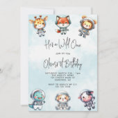 Wild One Baby Dier Astronauten 1e Verjaardag Kaart (Voorkant)