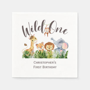 Wild One Baby Dieren Jungle Safari 1e Verjaardag Servet