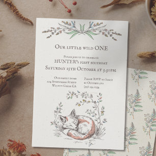 Wild ONE Baby draait ONE fox woodland verjaardag Kaart