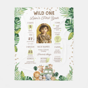 Wild One Baby Eerste Jaar Mijlpaal Bord Fleece Deken