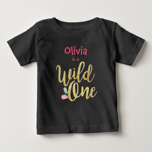 Wild one Baby Eerste verjaardag Meisje bodysuit T- (Voorkant)
